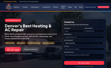 denversbestheatingandacrepair.com screenshot