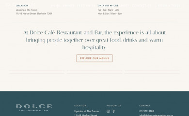 dolcerestaurantbar.co.nz screenshot