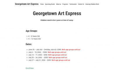 georgetownartexpress.com screenshot