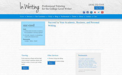inwritingtutoringmilwaukee.com screenshot