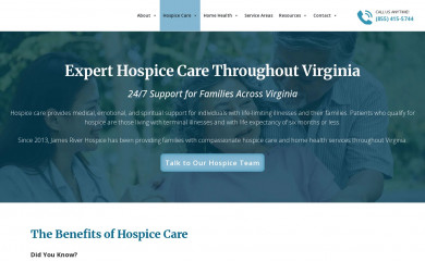 jamesriverhospice.com screenshot