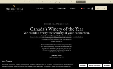 missionhillwinery.com screenshot