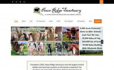 peaceridgesanctuary.org screenshot