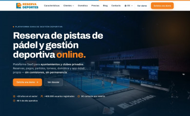 reservadeportes.com screenshot