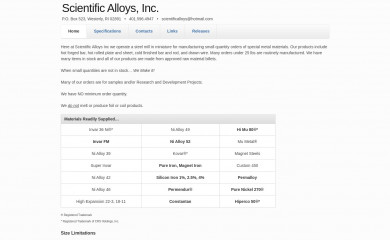 scientificalloys.net screenshot