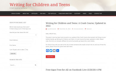 writingforchildrenandteens.com screenshot