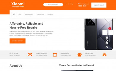 xiaomiservicecenterinchennai.in screenshot