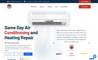 myorionhvac.com screenshot
