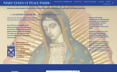 maryqueenofpeacebillings.org screenshot