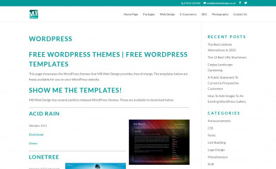 http://www.mbwebdesign.co.uk/templates/wordpress screenshot