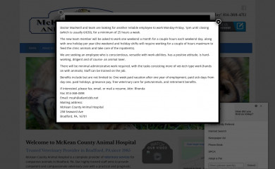 mckeancountyanimalhospital.net screenshot