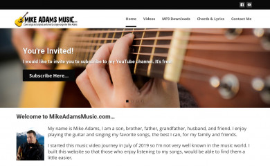 mikeadamsmusic.com screenshot