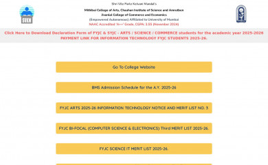 mithibai.ac.in screenshot