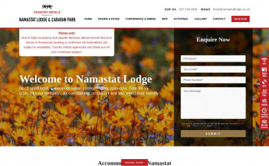 namastatlodge.co.za screenshot