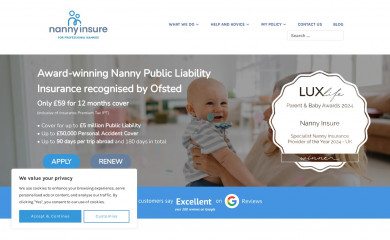 nannyinsure.co.uk screenshot