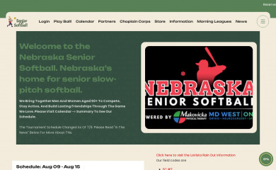 neseniorsoftball.com screenshot