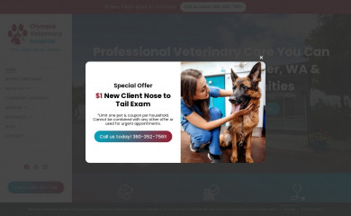 olympiaveterinaryhospital.com screenshot