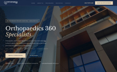 orthopaedics360.com.au screenshot
