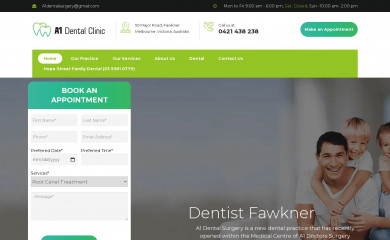 a1dentistfawkner.com.au screenshot