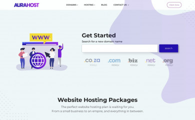 aurahost.co.za screenshot