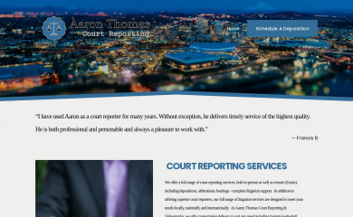 aaronthomascourtreporting.com screenshot