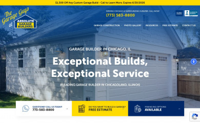 absolutegaragebuilders.com screenshot