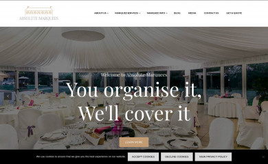 absolutemarquees.co.uk screenshot