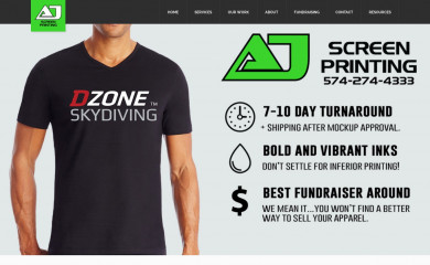 ajscreenprinting.com screenshot