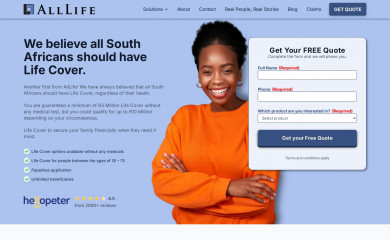 alllife.co.za screenshot