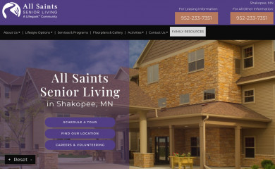 allsaintsseniorliving.com screenshot