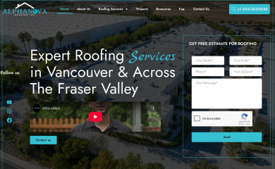 alphanovaroofing.ca screenshot