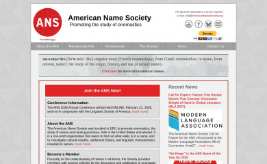 americannamesociety.org screenshot