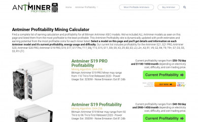 antminerprofitability.com screenshot