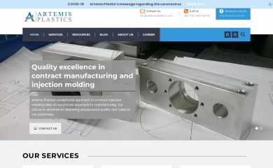 artemisplastics.com screenshot