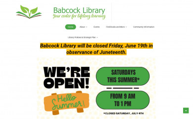 babcocklibrary.org screenshot