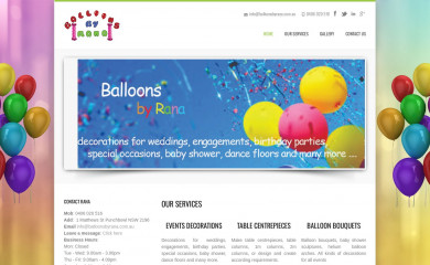 balloonsbyrana.com.au screenshot