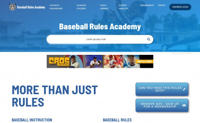 baseballrulesacademy.com screenshot