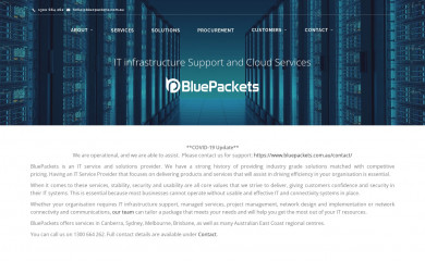 bluepackets.com.au screenshot