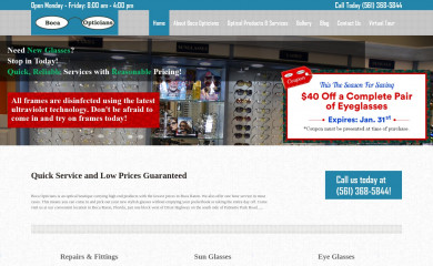 bocaratonoptical.com screenshot