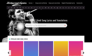 bollywoodlyrics.com screenshot