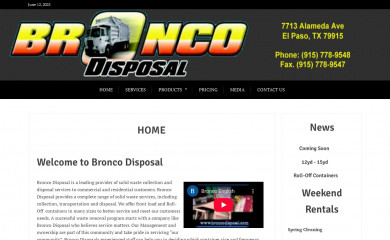broncodisposal.com screenshot
