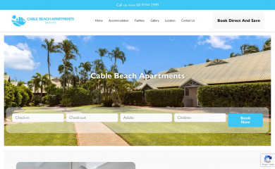 cablebeachapartments.com.au screenshot
