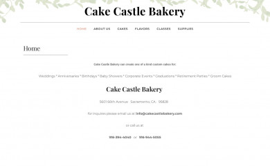 cakecastlebakery.com screenshot