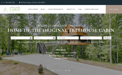 cedarcreekcabinrentals.com screenshot