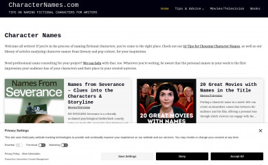 characternames.com screenshot