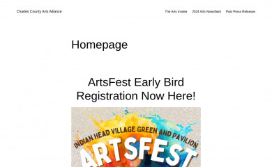 charlescountyarts.org screenshot
