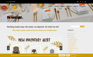 chicpartyrentals.com screenshot