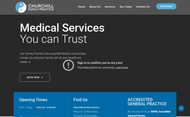 churchillfamilypractice.com.au screenshot