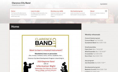clarencecityband.com.au screenshot