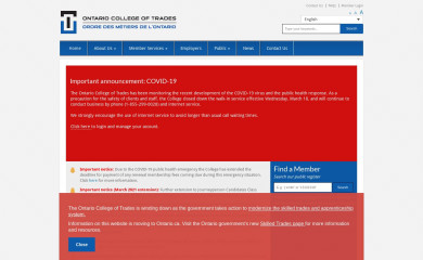collegeoftrades.ca screenshot